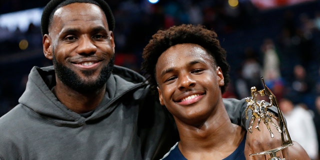 LeBron smiles with Bronny