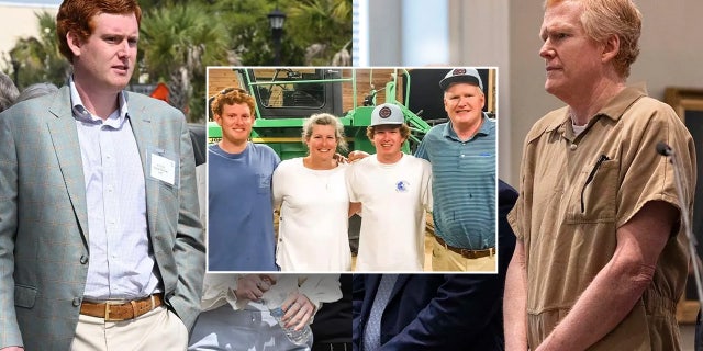 Buster Murdaugh left main image, Alex Murdaught to right, with inset family shot