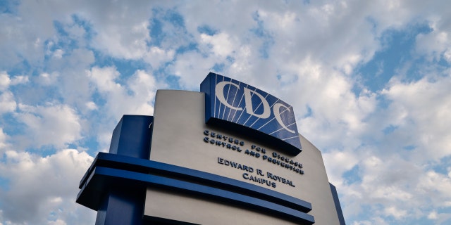 Signage stands outside the Centers for Disease Control and Prevention (CDC) headquarters