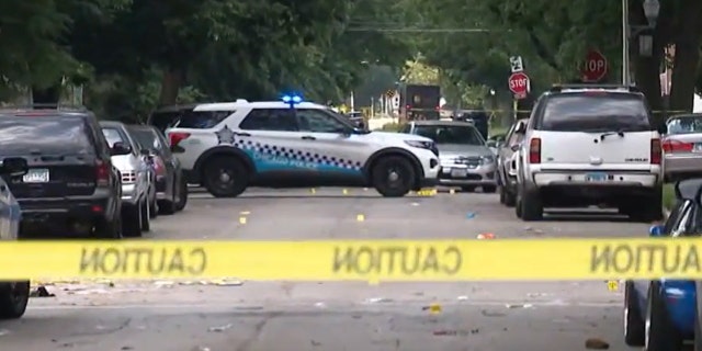 Chicago Police cruiser on street at crime scene