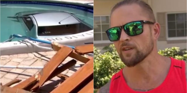 Florida submerged car, left, rescuer TJ Yarborough, right