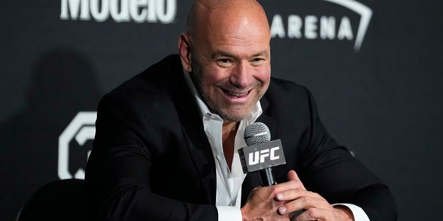 Dana White talks to reporters