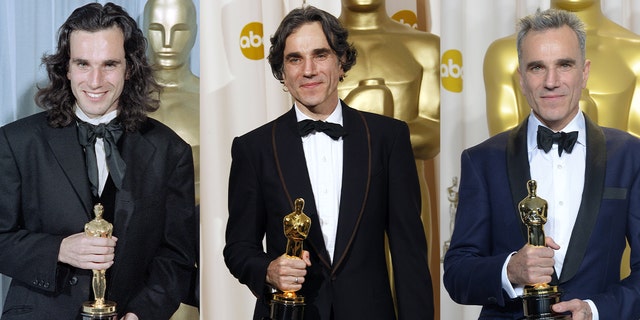 Daniel Day-Lewis with Oscar in 1990, 2008, 2013