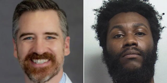 Tennessee doctor, left, mug shot of his alleged killer, right