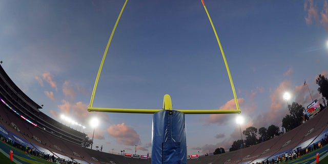 General view of football field goal