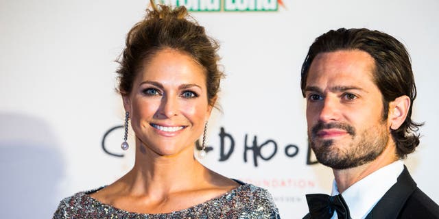prince carl and princess madeleine of sweden on red carpet