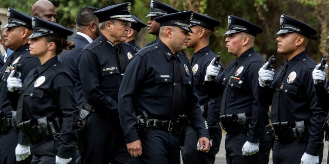 LAPD uniform inspection outdoors