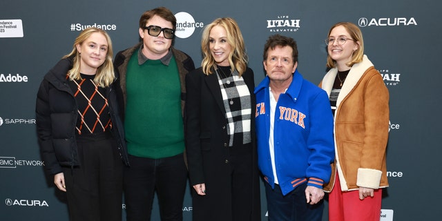 Michael J. Fox in Park City with his wife Tracy and 3 of his 4 children on the carpet