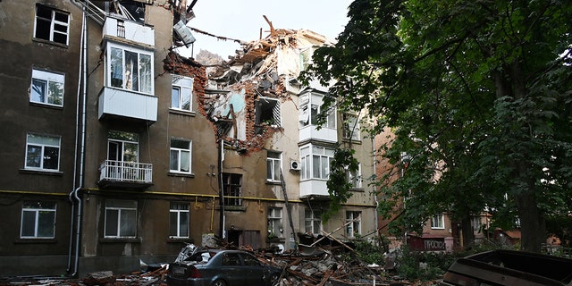 Un edificio destruido en Ucrania