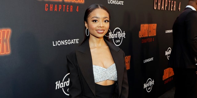 Skai Jackson at the premiere of "John Wick: Chapter 4" in Los Angeles