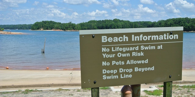 Lake Lanier beach information sign
