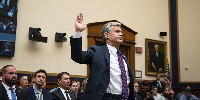 FBI Director Chris Wray is sworn into the House Judiciary Committee hearing
