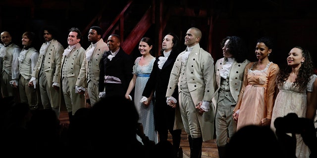 The cast of Hamilton on opening night
