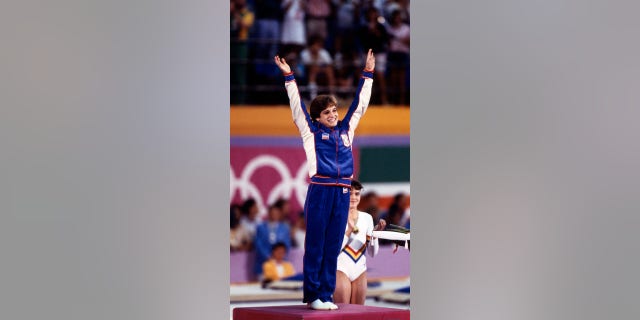 Mary Lou Retton on the podium