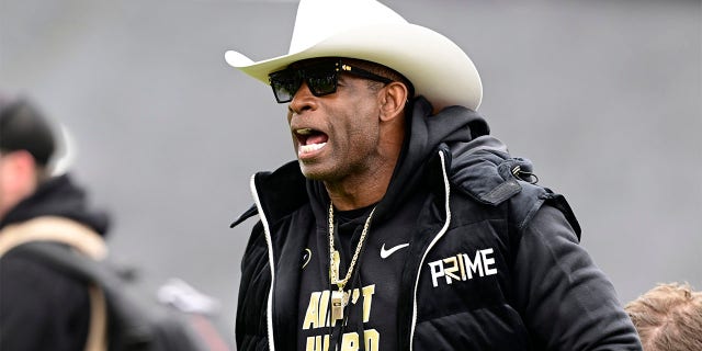 Deion Sanders coaches at the Spring Game
