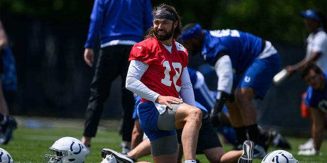 Gardner Minshew stretches at OTA's