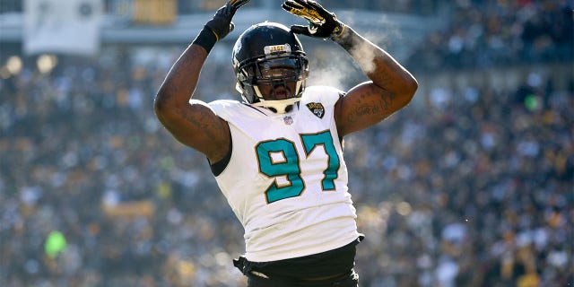 Malik Jackson celebrates in the NFL Playoffs