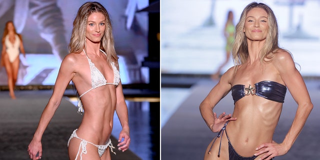 a side-by-side photo of Berkleigh Wright on the runway