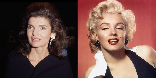 A side-by-side photo of Jackie Kennedy and Marilyn Monroe