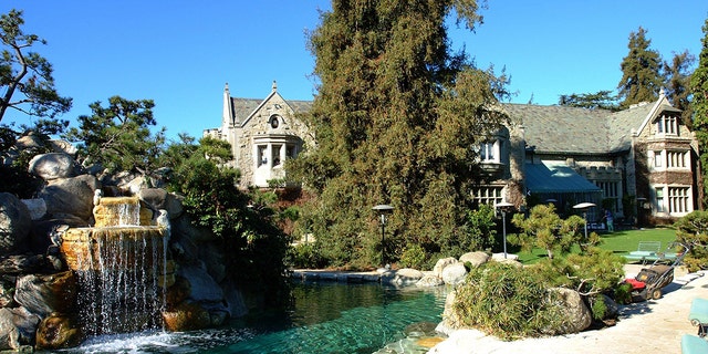Exterior shot of the Playboy Mansion