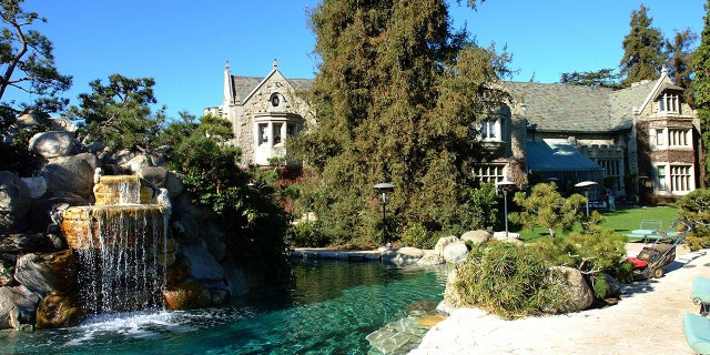 Exterior shot of the Playboy Mansion