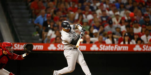 Gleyber Torres hits ball