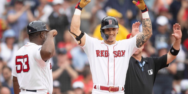 Jarren Duran after hitting a triple