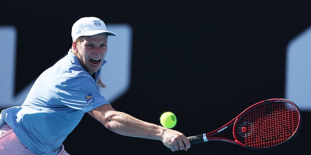 Jenson Brooksby during a third round singles match