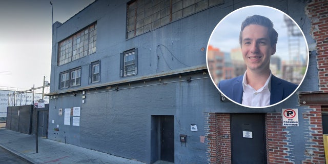 A gray and brick warehouse in Brooklyn.