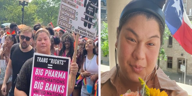 Kay Yang protests gender ideology.