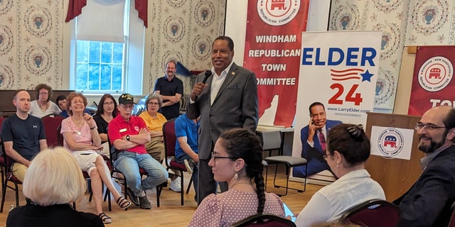 Larry Elder campaigns in New Hampshire