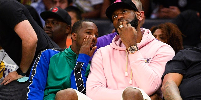 LeBron James and Rich Paul sit courtside during the BIG3 Championship