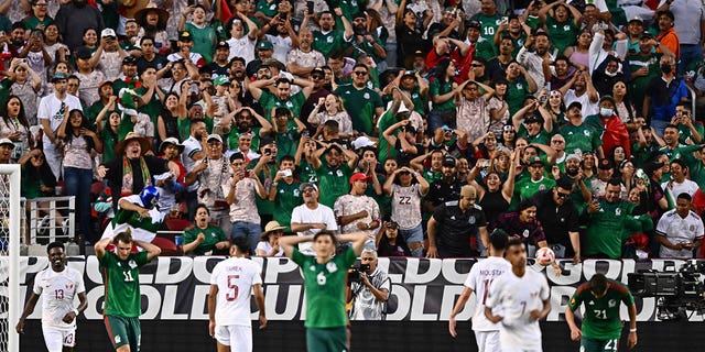 A soccer match between Mexico and Qatar