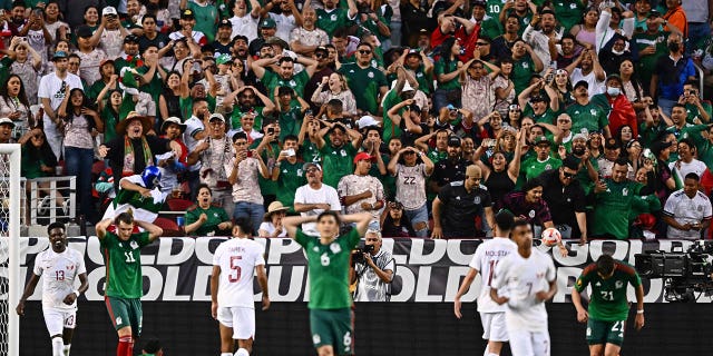 A soccer match between Mexico and Qatar