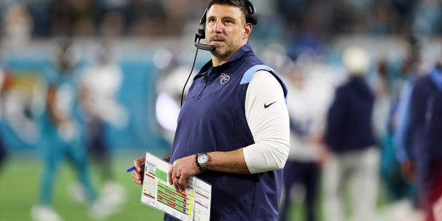 Mike Vrabel looks on
