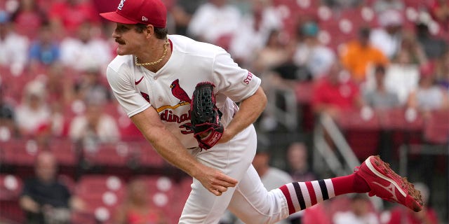 Miles Mikolas throws pitch