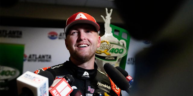 William Byron speaks to media