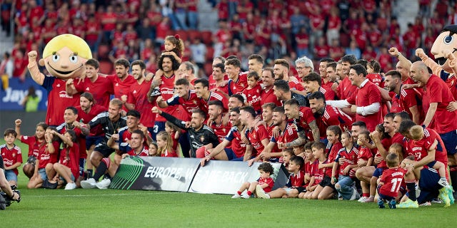 Osasuna players celebrate