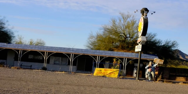 A blue motel in Arizona