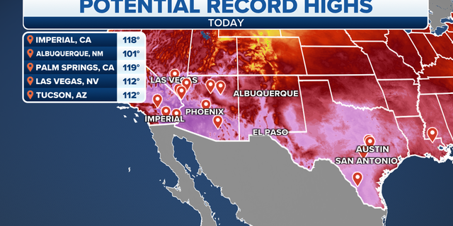 Potential record high temperatures