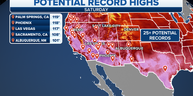 West potential record high temperatures