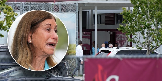 Mother of murdered Parkland teen, inset, Parkland HS larger image