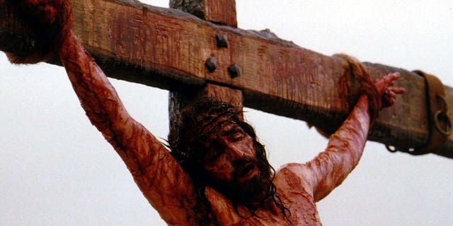 Jim Caviezel on the cross