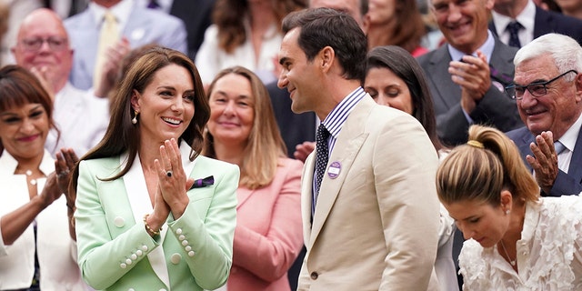 Princess Kate shares a word with Roger Federer