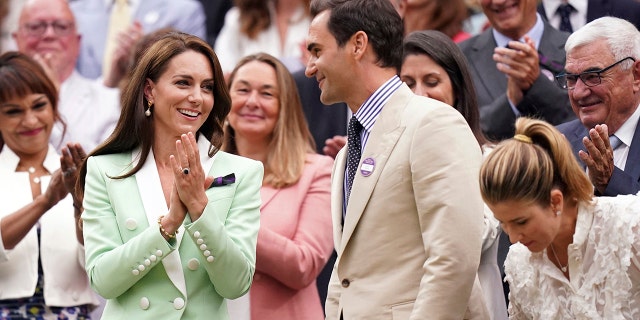 Princess Kate shares a word with Roger Federer