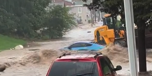 Car hits bulldozer in Reading, Pennsylvania