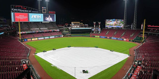 A view of the tarp on the field