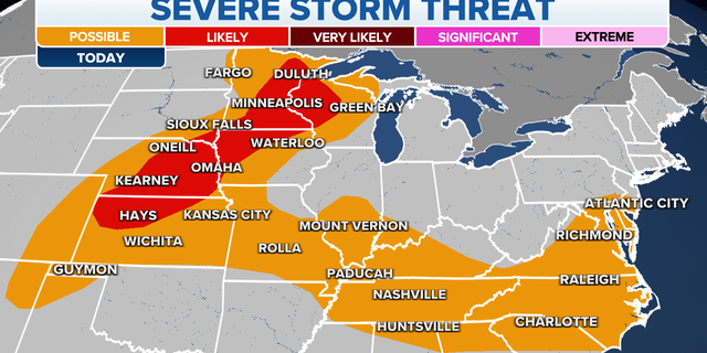 Storm threats from the Midwest to the Mid-Atlantic