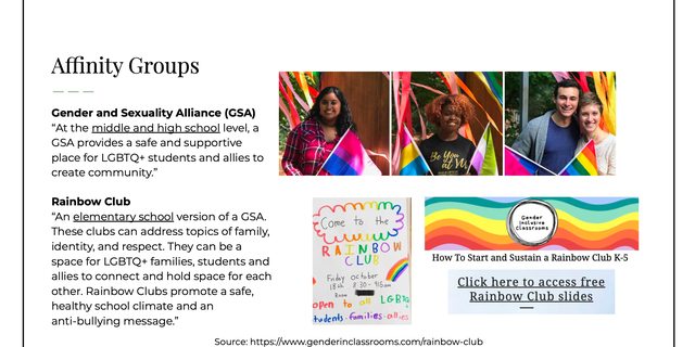 Slide about gender affinity groups for children