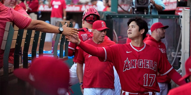 Shohei Ohtani in dugout